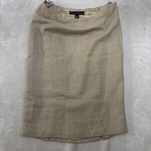 RALPH LAUREN BLACK LABEL, Pencil Skirt Beige Wool Blend, Silk Lined Women's 8